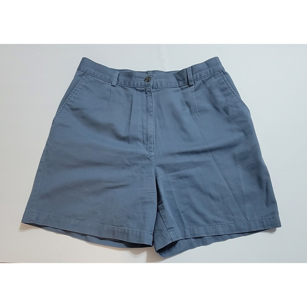 LL Bean Shorts Women's Size 12 Navy Blue 100% Cotton Chino Carpenter Casual